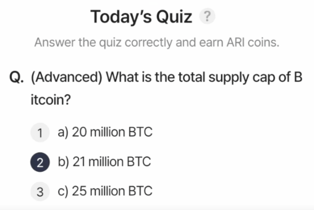 ARI Wallet Daily Quiz Answer 1 June 2025 (AriChain)